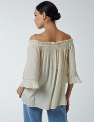 Bardot Tie Front Top