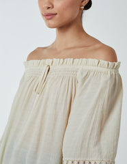 Bardot Tie Front Top