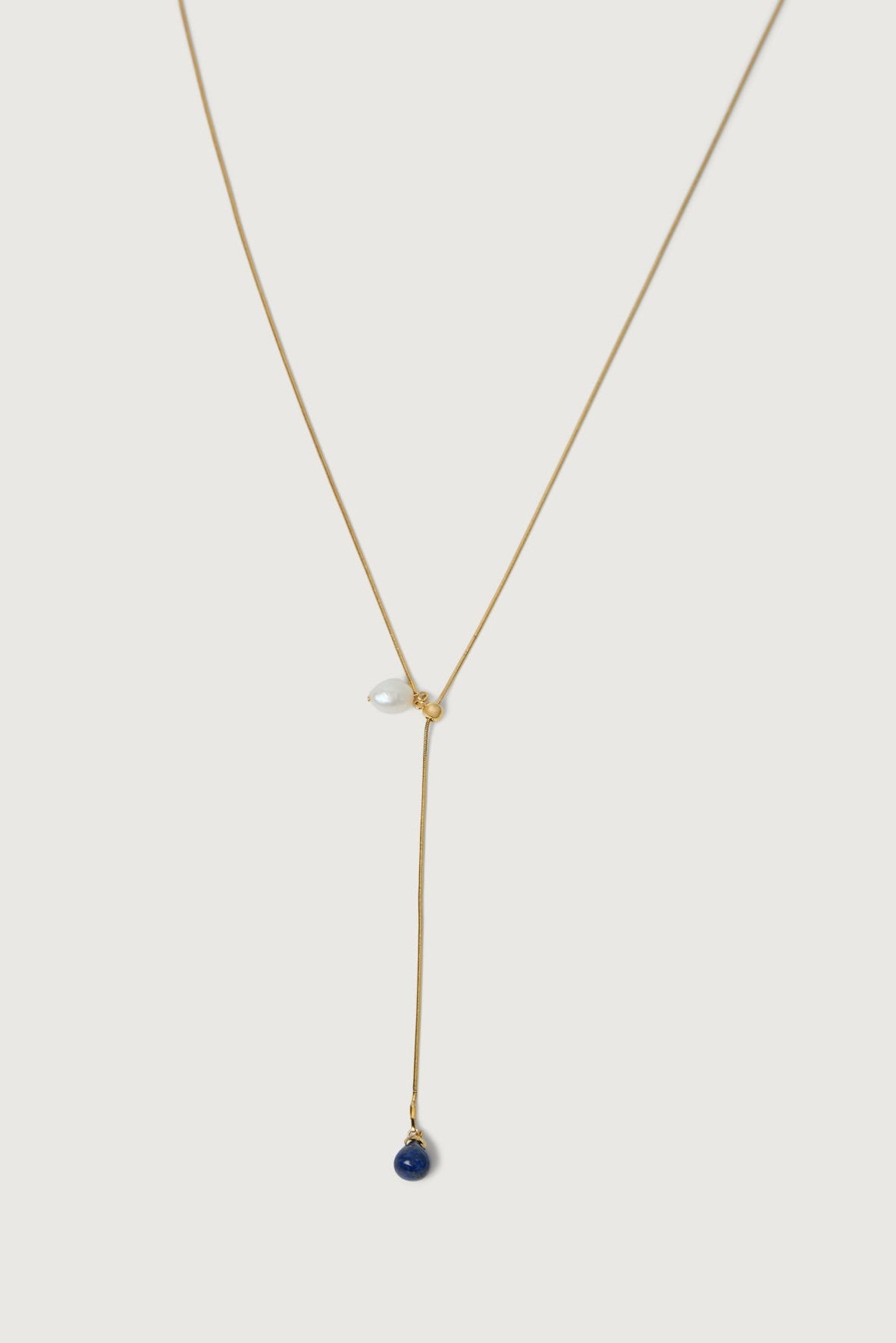 LARIAT NECKLACE WITH PEARL PENDANTS