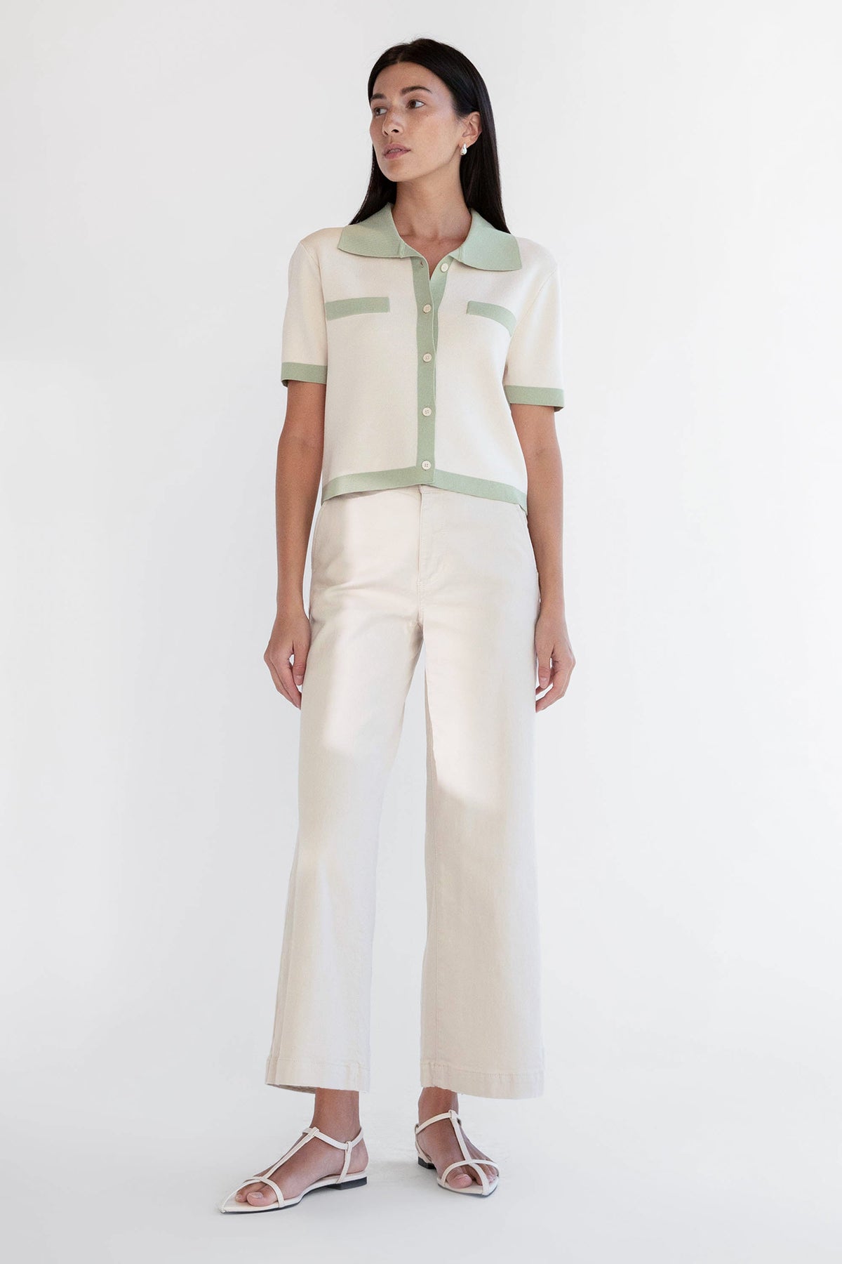 REGULAR LENGTH TWILL WIDE LEG PANT