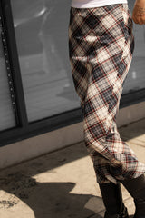 PLAID CHIFFON MIDI SKIRT