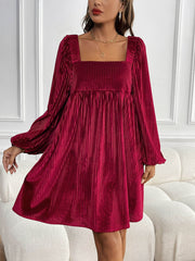 Adrenia Pleated Velvet Midi Dress - red