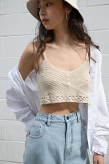 CROPPED CROCHET KNIT TANK