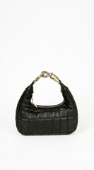 Lux Quilted Faux Leather Hobo Bag - Black