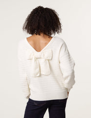 Round Neck Bow Back Detailed Jumper