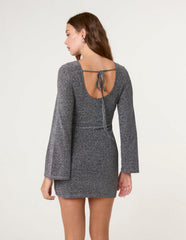 Glitter Mini Dress With Back Tie