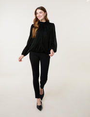 Metallic High Neck Puff Ball Top