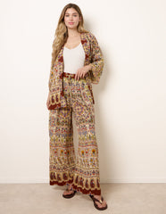 Paisley Print Kimono With Embellishment