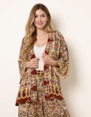 Paisley Print Kimono With Embellishment