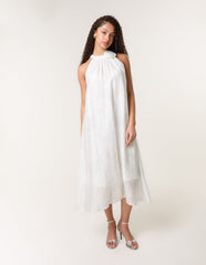 Luxe Rose Detail Halter Neck Dress