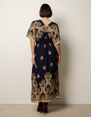 Border Print Kimono Dress