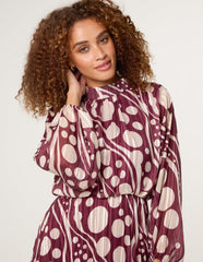 Abstract Polka Dot Dress And Metallic Striped Dress