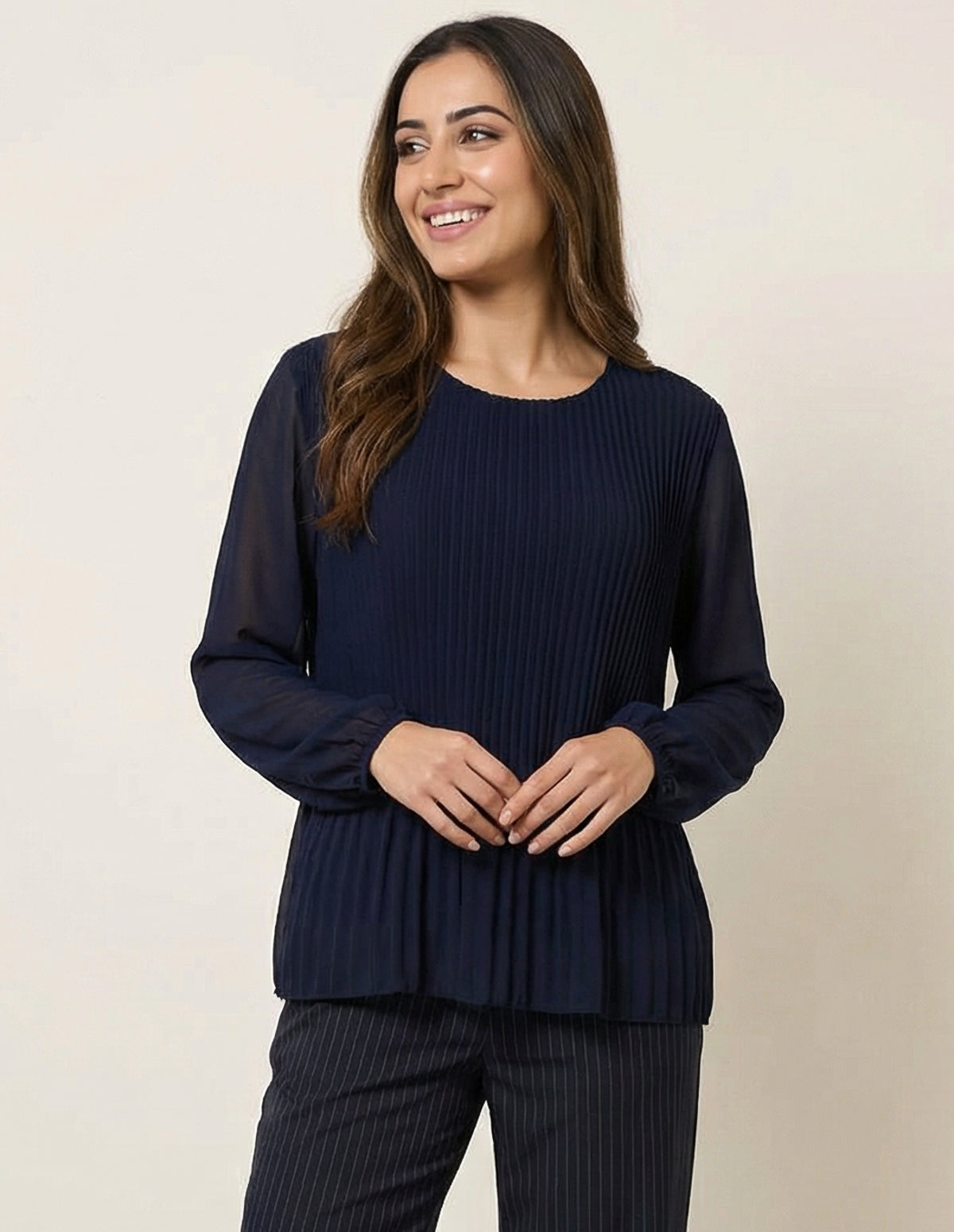 Long Sleeve Pleated Top