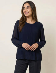 Long Sleeve Pleated Top