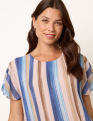 Short Sleeve Pleated Paint Top