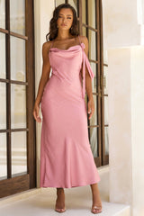 Glow Up Moment Satin Maxi Dress - Blush