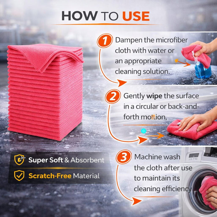 Premium Microfibre Cloth Pink – Ultra Soft Lint-Free Car Detailing Cleaning Cloth (Pack of 10) image 2