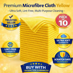 Premium Microfibre Cloth Yellow – Ultra Soft Lint-Free Car Detailing Cleaning Cloth (Pack of 10) image 1