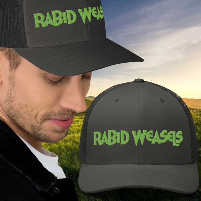 Rabid Weasels (Charcoal w/Trioxin Green) Trucker Cap