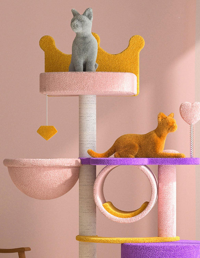 Seb Cat Climber, Cat Tree, Coral Fleece-Weilai concept-Weilai Concept