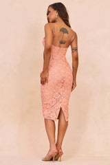 Styling Melody Lace Midi Dress - Peach