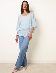 Sun Flower Lace Sleeve Blouse